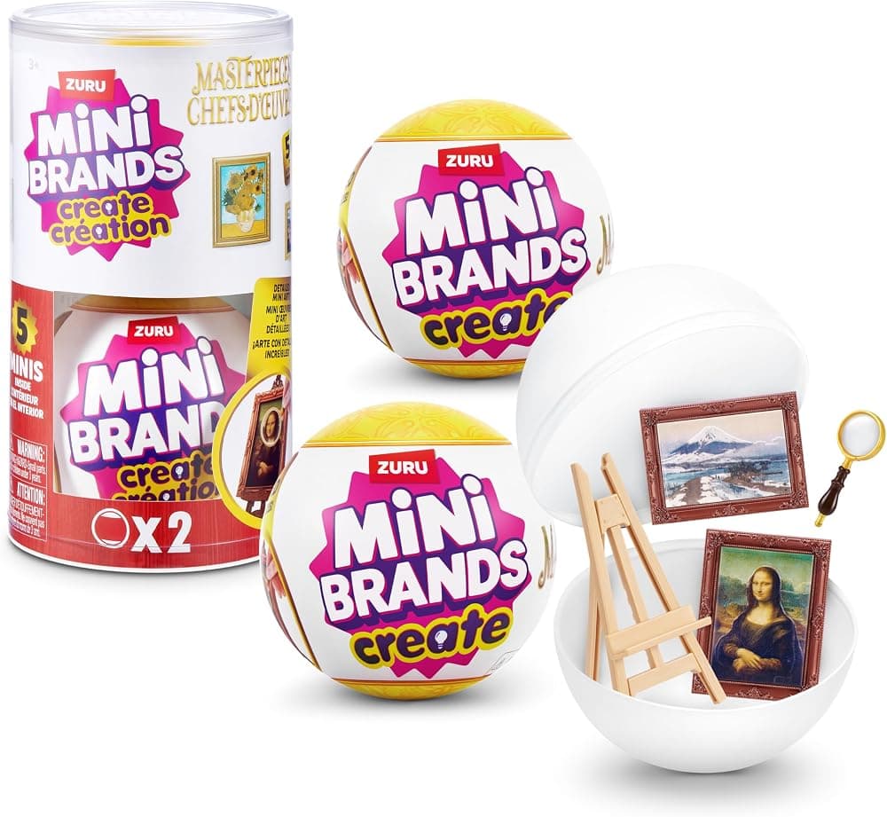 Mini Brands Create Mini Masterpieces Series 1, Capsule 2 Pack de ZURU, juguete coleccionable de creaciones de obras maestras en miniatura reales