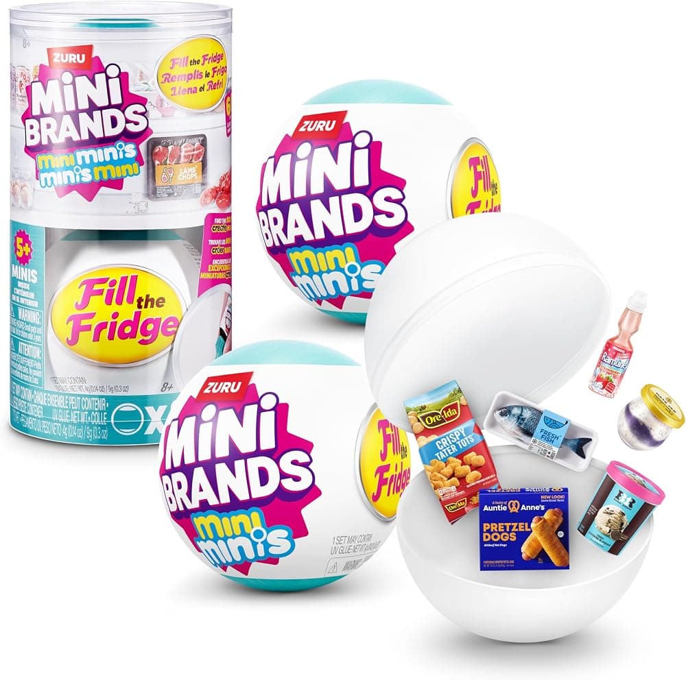Mini Brands Fill The Fridge Mini Minis Series 1 de ZURU, juguete en miniatura coleccionable, (2 cápsulas)