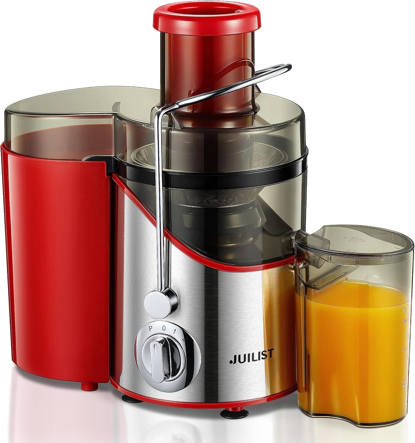 Máquinas exprimidoras, Juilist Extractor de exprimidor de boca ancha de 3 "potencia máxima 800 W, para verduras y frutas con ajuste de 3 velocidades, motor de 400 W, fácil de limpiar, rojo