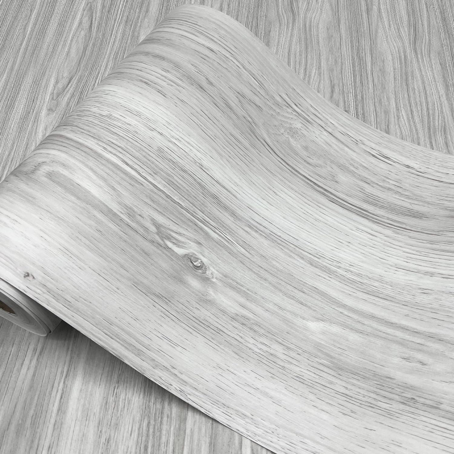 Baldosas de madera para despegar y pegar – 11.8” de ancho, longitud total del rollo de 118” – Diseño versátil para cualquier espacio, pisos de vinilo autoadhesivos de color claro, características impermeables y antideslizantes
