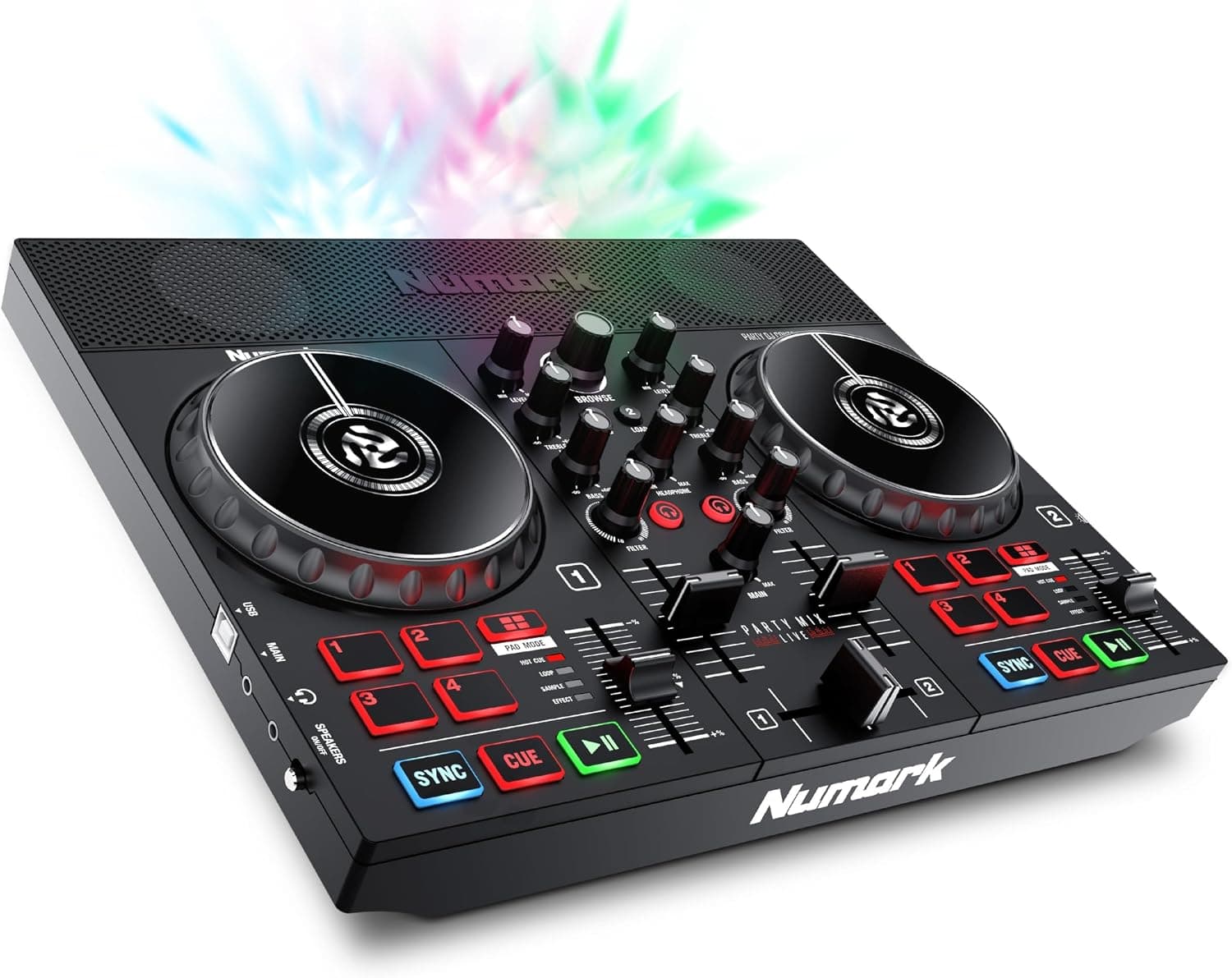 Controlador Numark Party Mix Live DJ con luces y parlantes incorporados