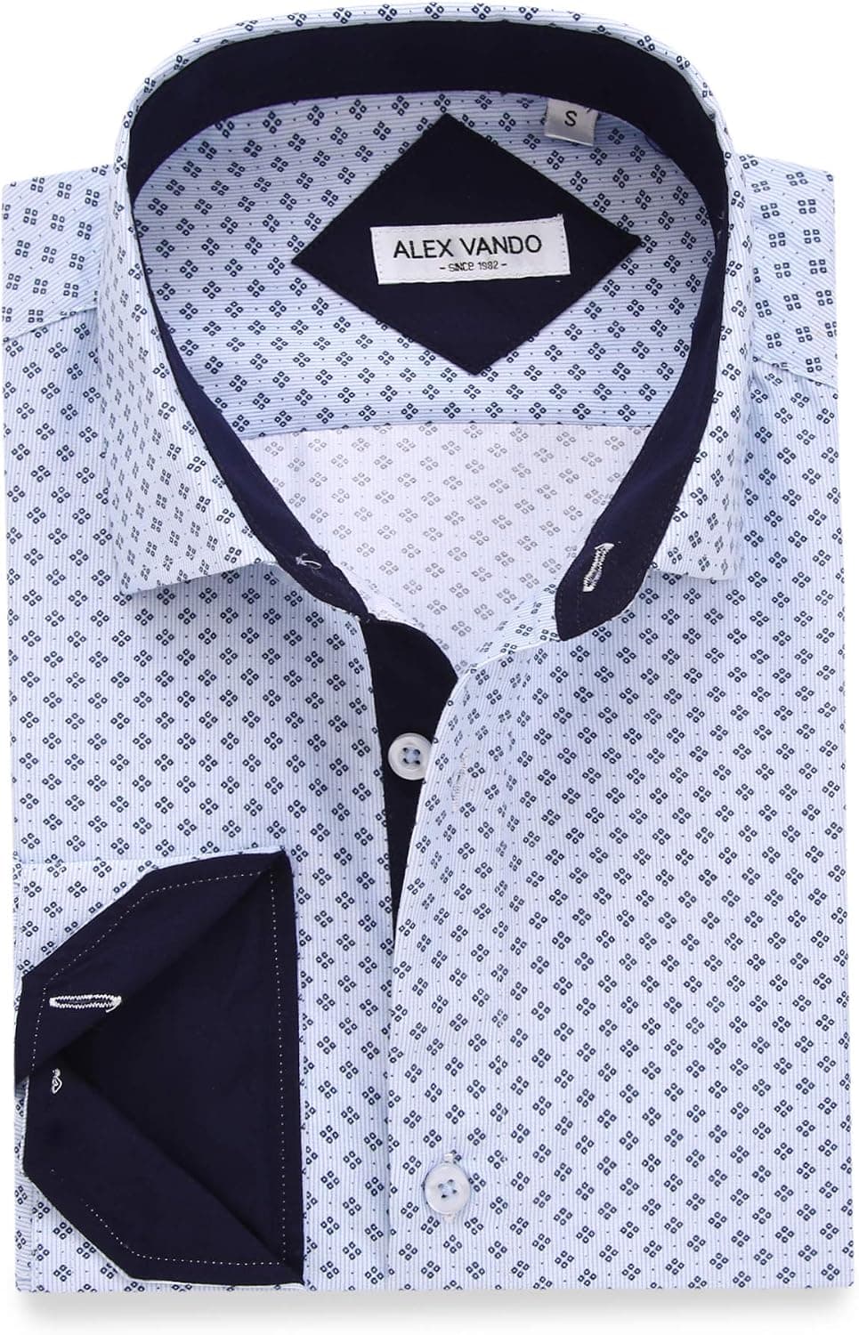 Alex Vando Camisas de Vestir Estampadas para Hombre Camisa Informal de Ajuste Regular con Botones