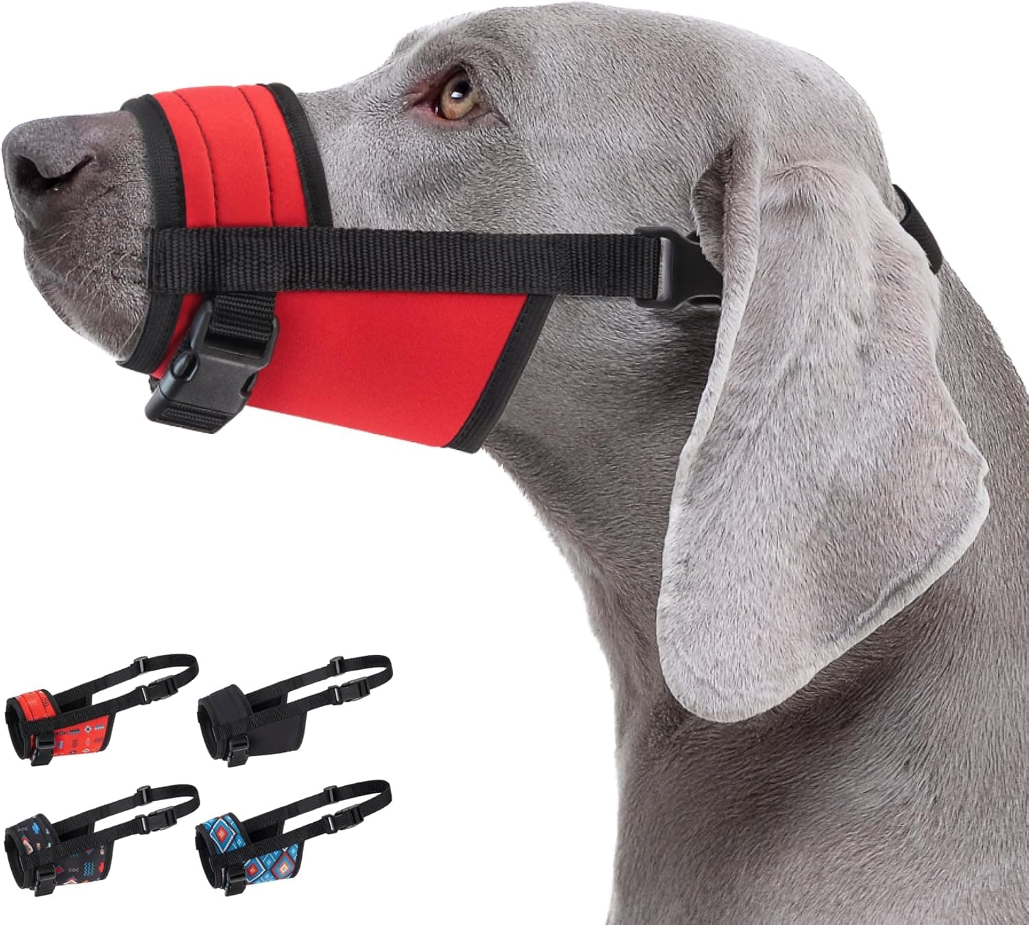 CollarDirect Bozal de nailon para perro, antiladridos, transpirable (rojo, M/L) | Bozal de nailon ajustable, suave y transpirable, evita masticar, ladrar y morder para perros pequeños y grandes
