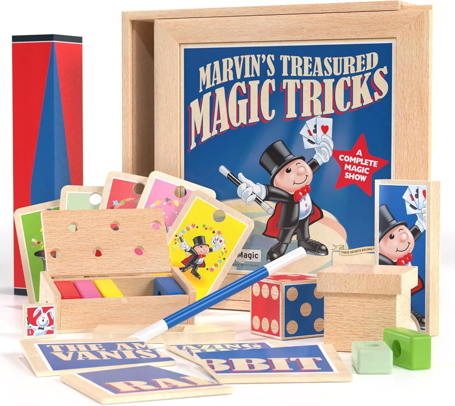 Marvin's Magic Treasured Tricks - Wooden Magic Set for Kids Age 8+