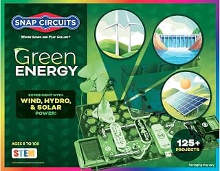 Kit de exploración de electrónica de energía verde | Más de 125 proyectos STEM interesantes | Manual de proyectos a todo color | Más de 45 piezas de circuitos rápidos | Juguetes educativos STEM para niños 8+