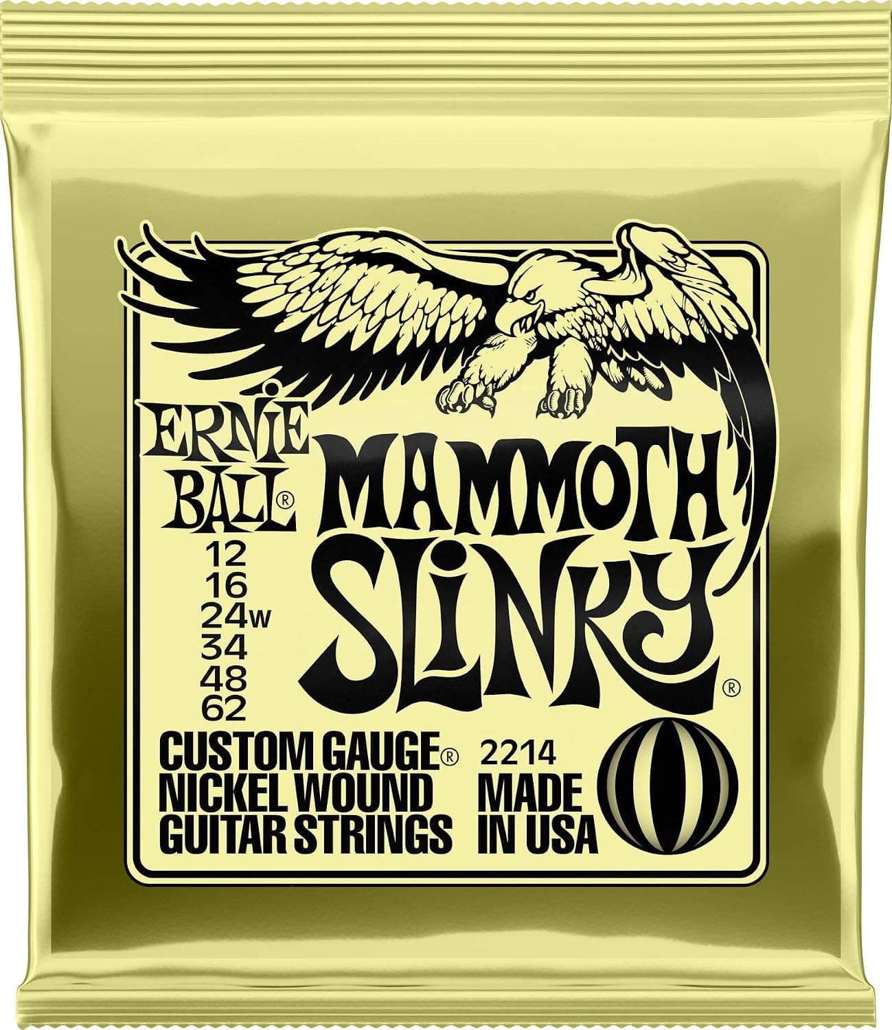 Ernie Ball Mammoth Slinky Nickel Wound Electric Guitar Strings, 12-62 Gauge (P02214)