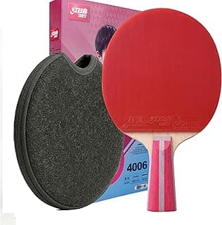 Paletas de ping pong DHS con funda de tela para paletas, goma adhesiva para máximo giro, raqueta de tenis de mesa de madera de 7 capas, lista para torneos