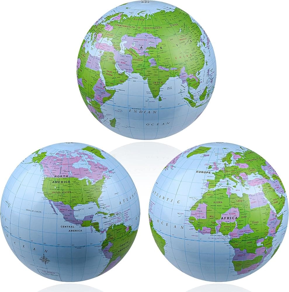 Globo inflable de 16.0 in para aprender, bola de playa de PVC para suministros de enseñanza en el aula, bola de playa inflable con mapa del mundo para fiesta en la piscina de verano (3)