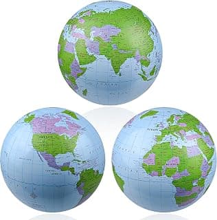 Globo inflable de 16.0 in para aprender, bola de playa de PVC para suministros de enseñanza en el aula, bola de playa inflable con mapa del mundo para fiesta en la piscina de verano (3)