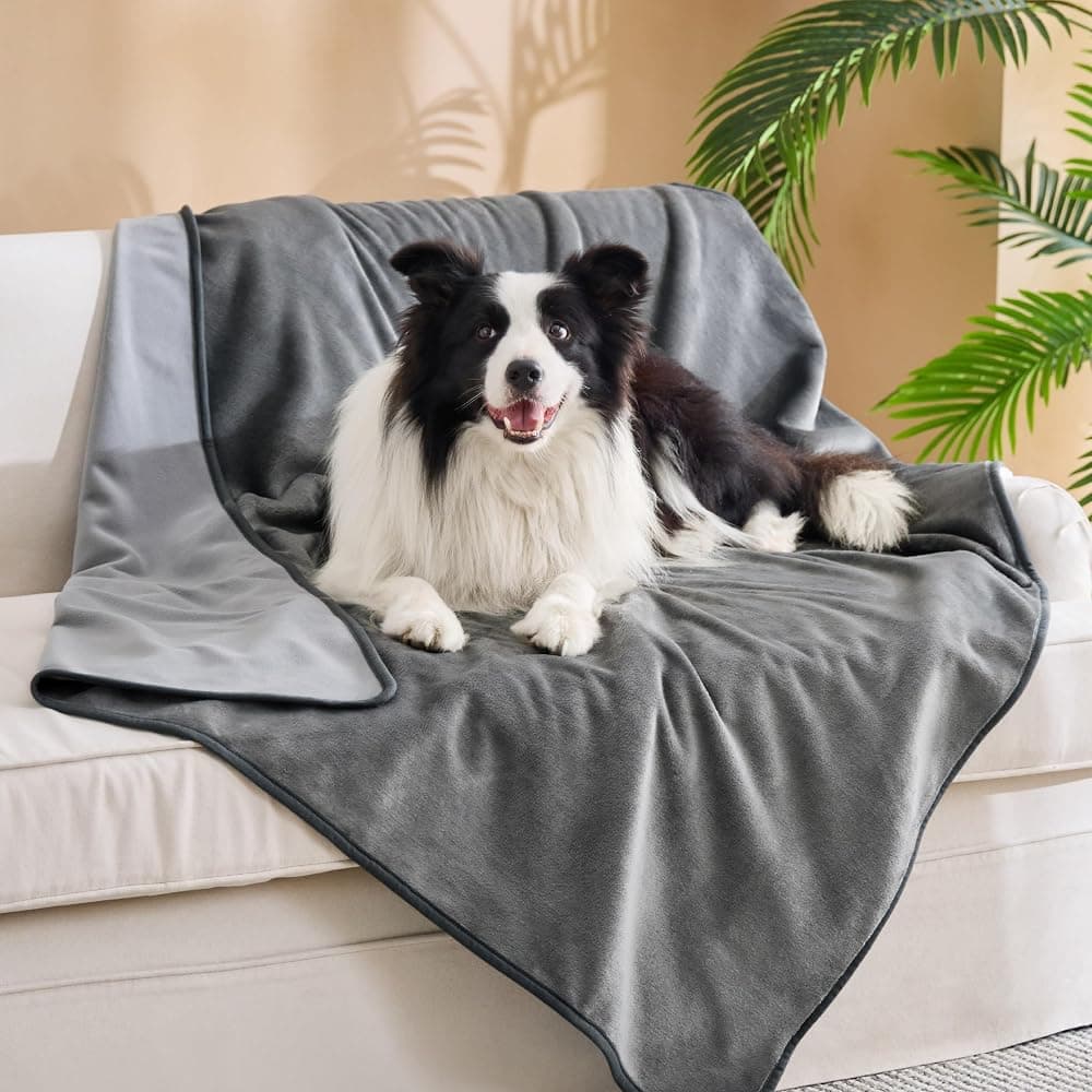 Manta impermeable de forro polar de franela suave, 50x60 gris | Mantas para perros grandes y mayores,Manta lavable para mascotas y gatos a prueba de fugas,Protector de muebles para viajes y acampadas