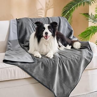 Manta impermeable de forro polar de franela suave, 50x60 gris | Mantas para perros grandes y mayores,Manta lavable para mascotas y gatos a prueba de fugas,Protector de muebles para viajes y acampadas