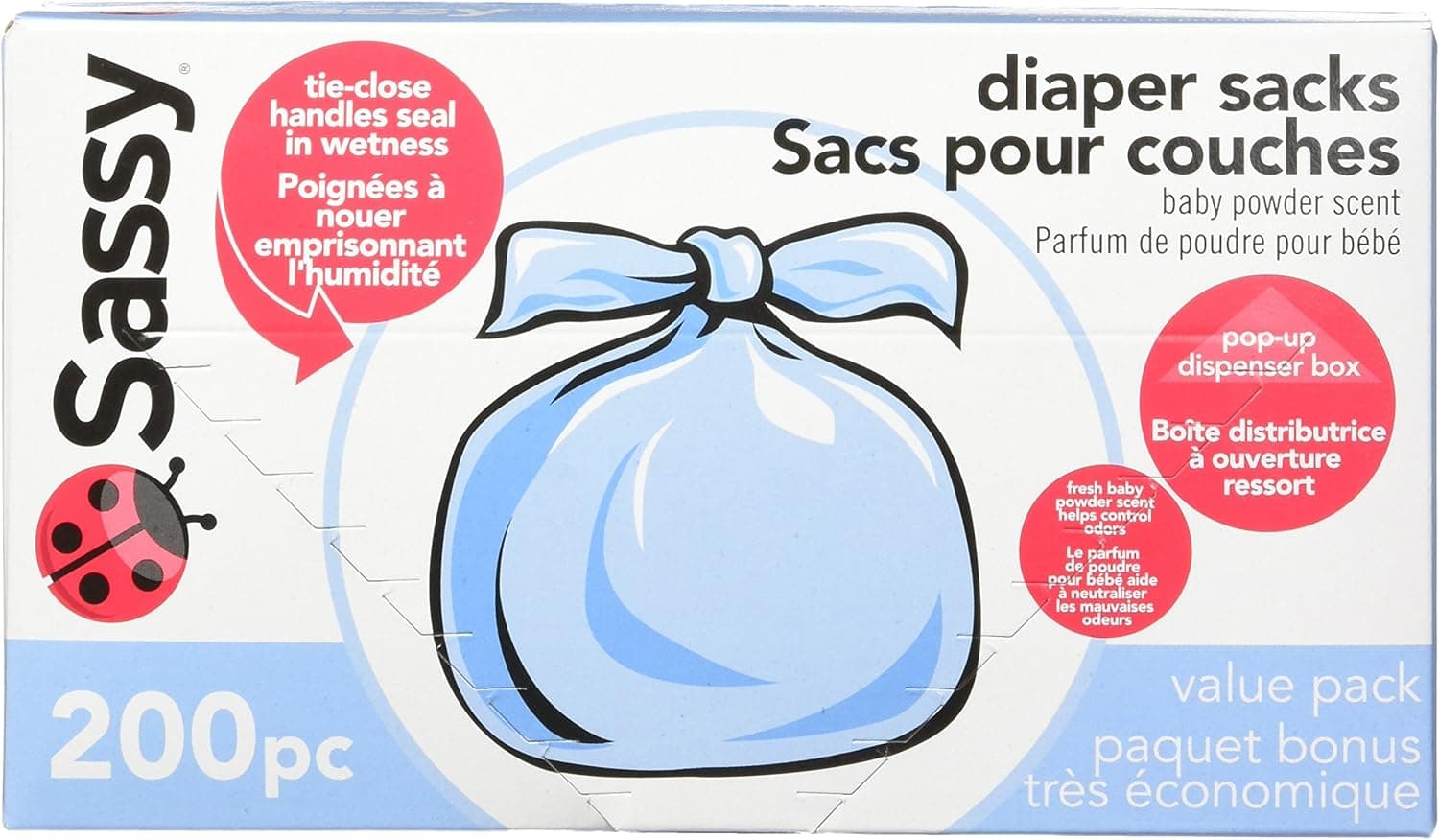 Sassy para pañales desechables Sassy Baby, 200 unidades, el embalaje puede variar