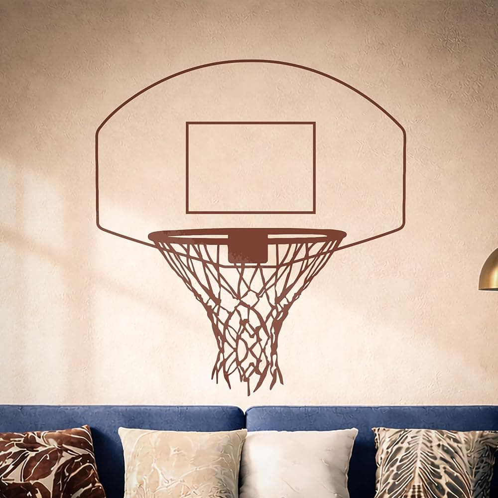 Calcomanía de vinilo para pared, aro de baloncesto, cesta, red, decoración de habitación deportiva, pegatinas, Mural, decoración grande (ig5533)