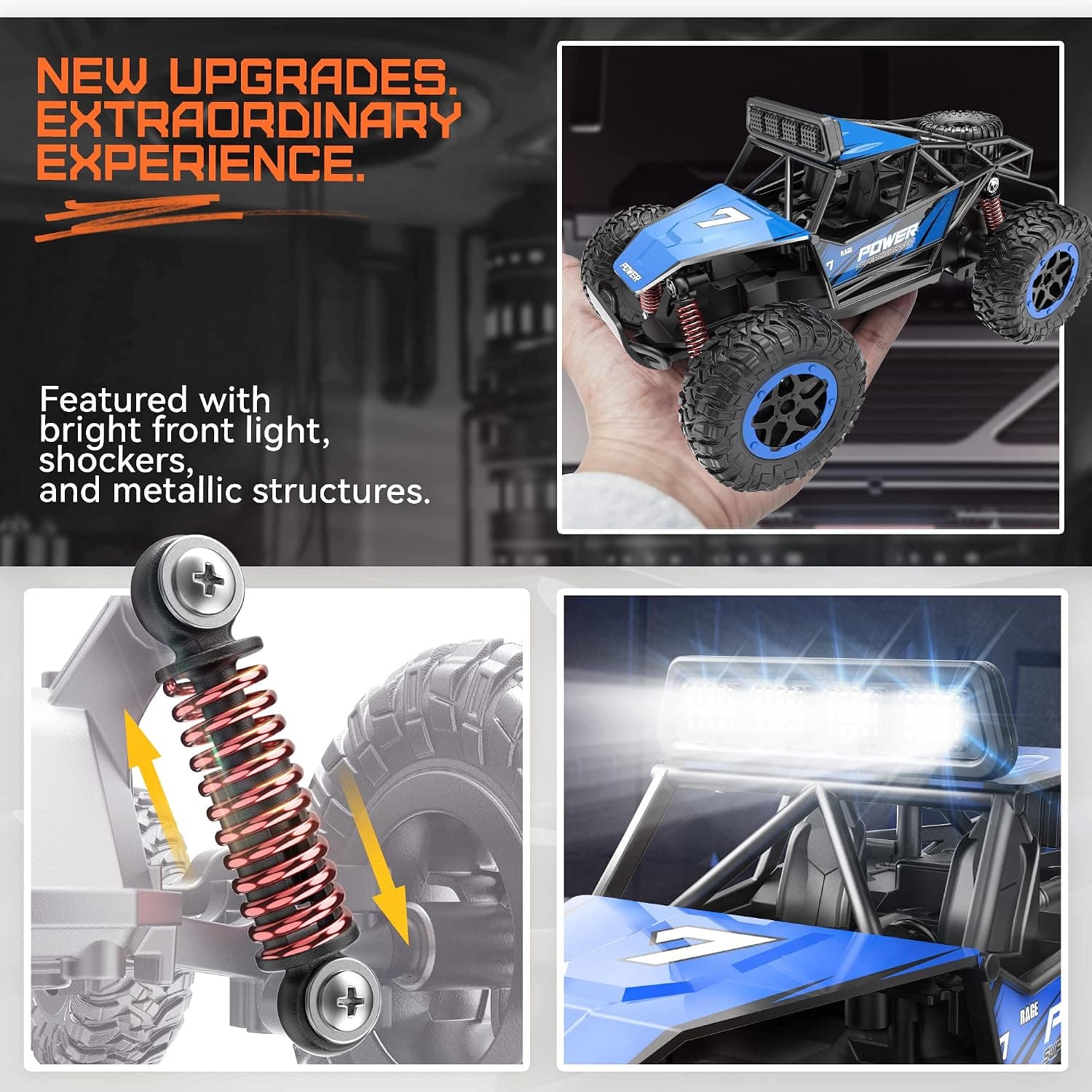 BEZGAR TB201 RC Cars-1:20 Escala Control Remoto Coche-2WD Alta Velocidad 20 Km/h Juguete Eléctrico Vehículo Todoterreno Monster Truck Crawler con Faro LED y Batería Recargable para Niños Niñas de 8-12 Años