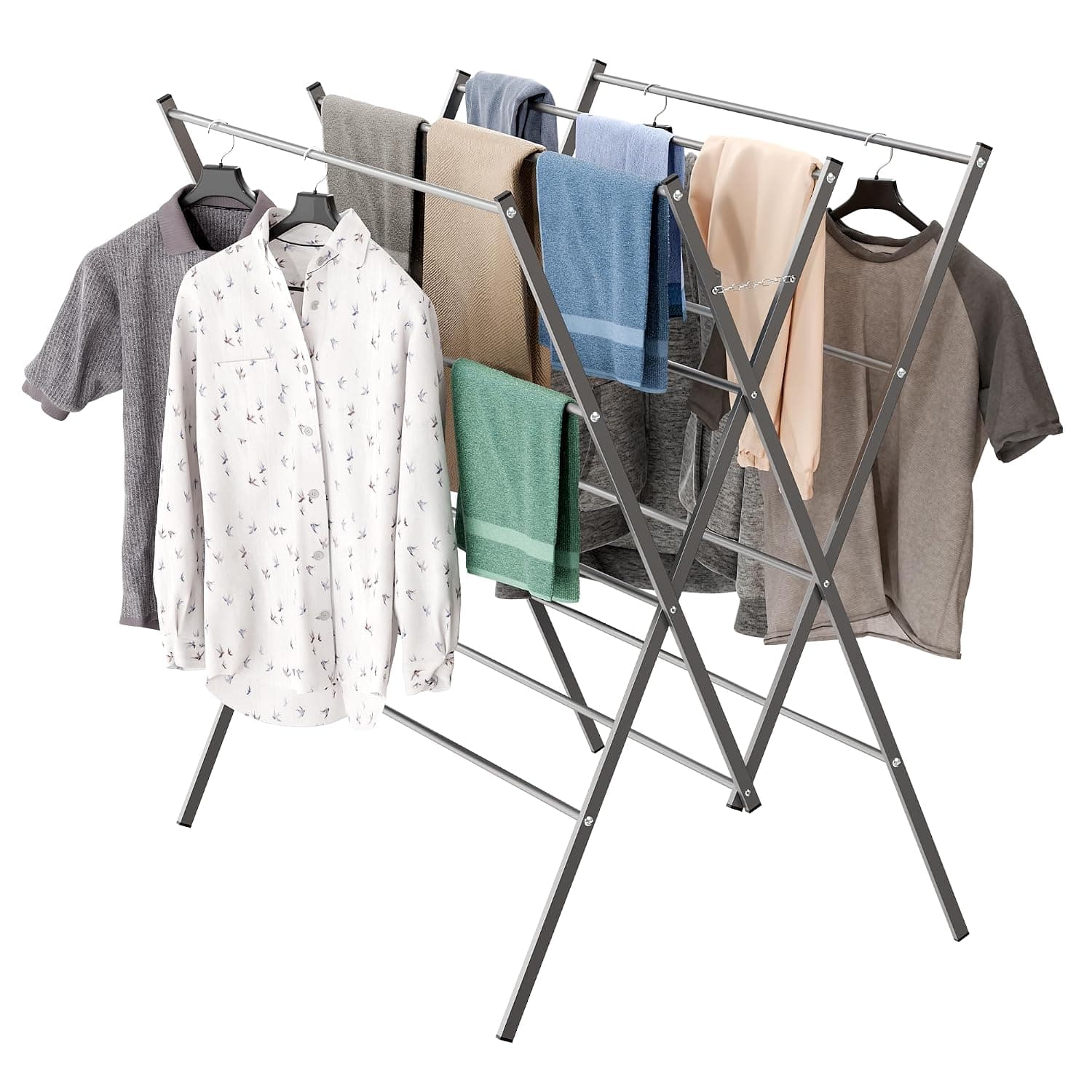 Whitmor Tendedero de Ropa, Tendedero de Ropa Grande con 12 Postes de Secado, Tendedero de Ropa portátil Plegable para Secar Ropa al Aire, Toalla, Eac Delicado para Interiores y Exteriores