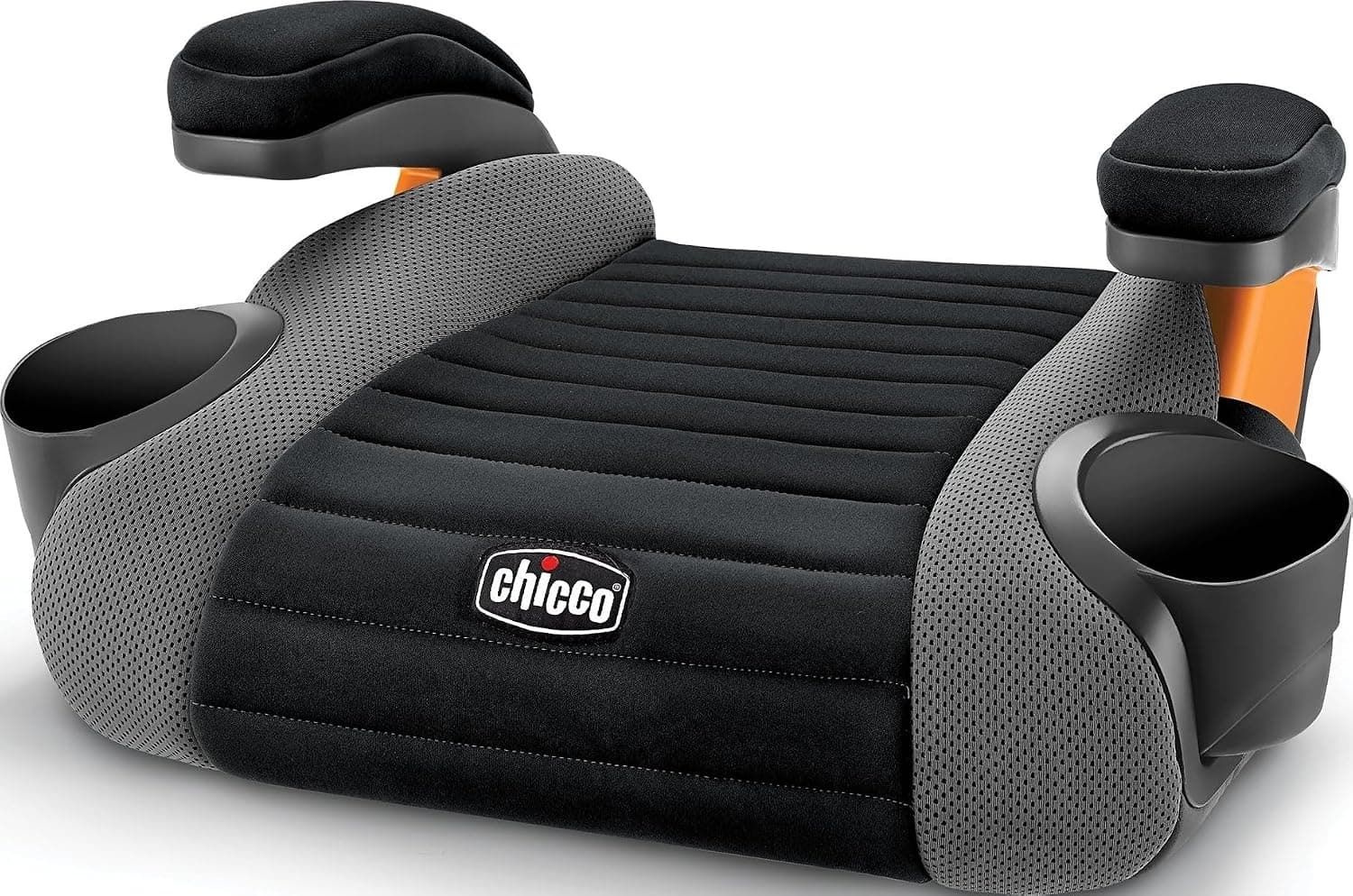 Chicco GoFit Asiento elevador sin respaldo para automóvil, asiento de viaje portátil, sin pestillo | Shark/Negro, 40-110 lbs., 4+ años, asiento de seguridad para niños pequeños contorneado ErgoBoost, almohadilla lavable, 2 portavasos, asa de transporte
