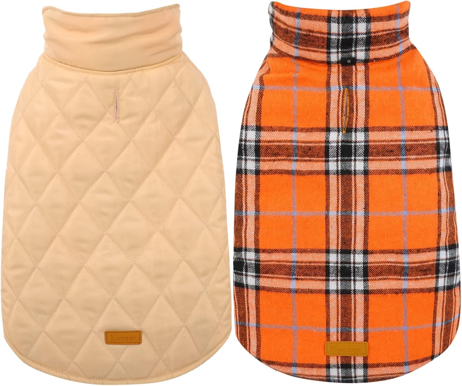 Kuoser Abrigo Impermeable para Perros, Chaqueta Reversible para Perros Medianos, Naranja M | Abrigo de invierno duradero ajustable para perros, ropa cálida para clima frío, de raza pequeña a grande