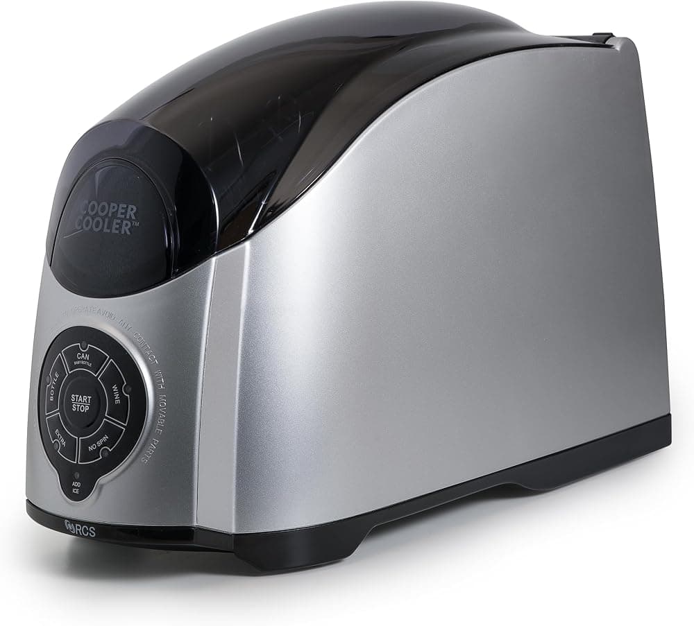 Cooper Cooler - Enfriador rápido de bebidas y botellas de vino para bares y dormitorios domésticos, panel táctil automático, funcionalidad de enfriamiento rápido, sistema eficiente de hielo y agua, perfecto para refrescos, cerveza, vino - Plata