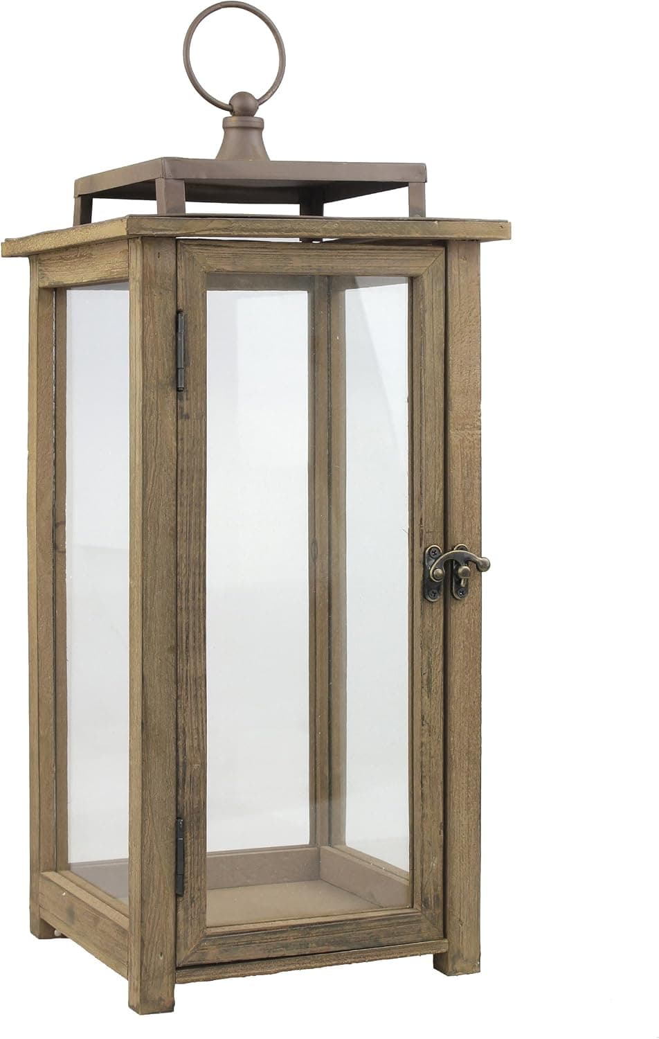 Stonebriar Linterna de huracán de madera rústica de 18.0 in, para mesa, repisa, colgar en la pared o exhibición de jardín, uso interior y exterior, extra grande