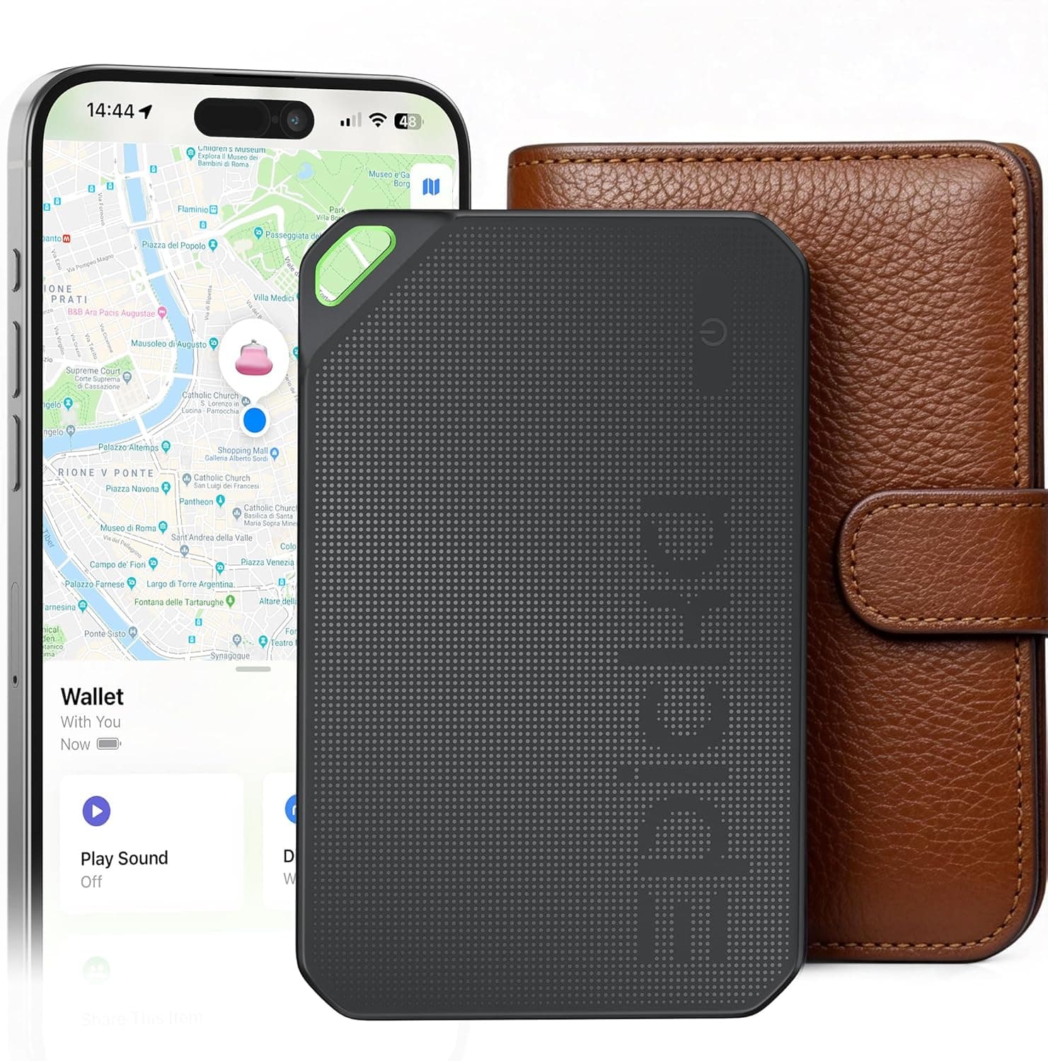 Epicka Wallet Tracker Card Compatible with Apple Find My, 8-Year Maintenance-Free Battery, Tracking Card with NFC, MFi Certified, IP67 Bluetooth Item Locator for Luggage, Passport, 1 Pack, Black
