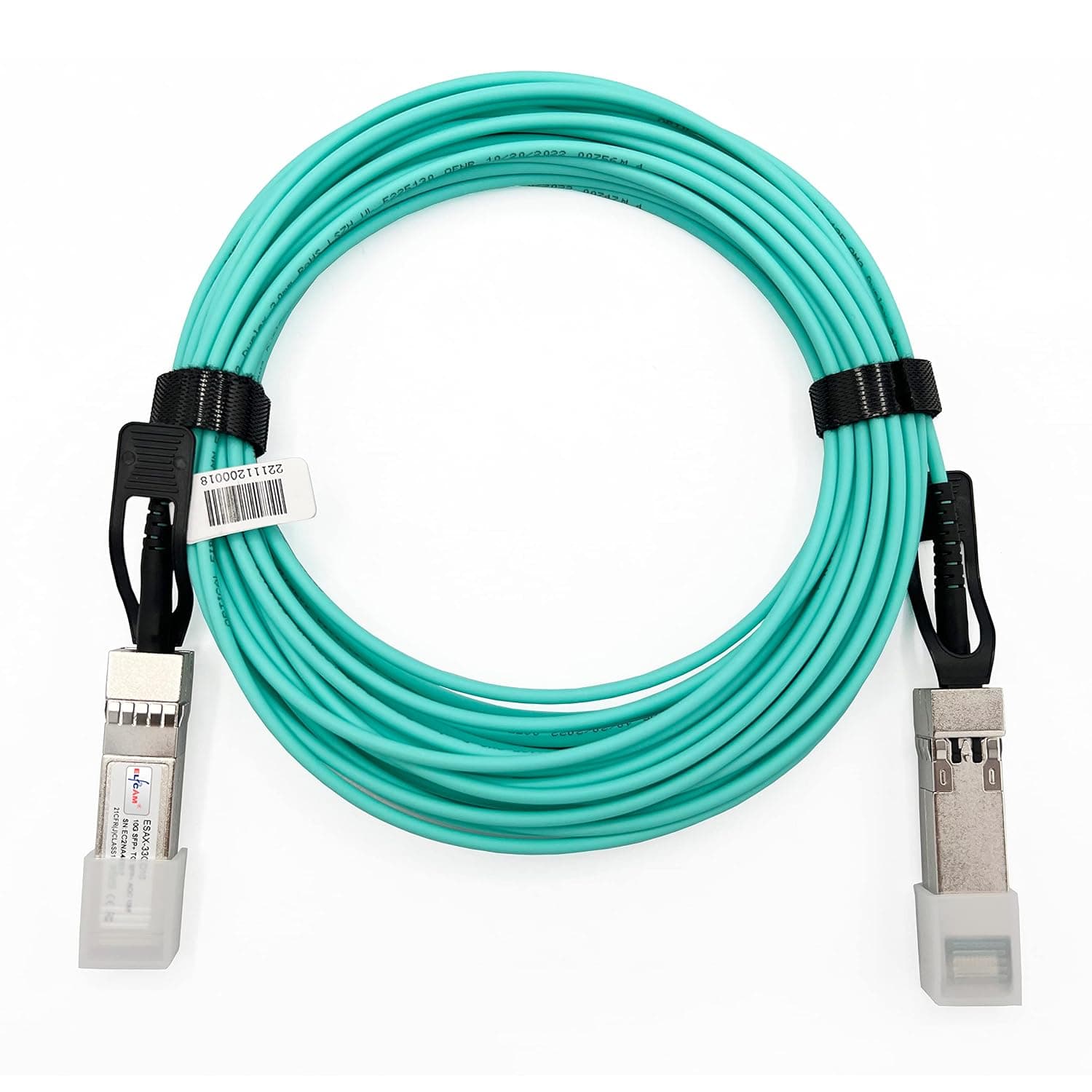 Elfcam® - Cable óptico activo 10G de 2 m/6,56 pies AOC OM3 SFP+ a SFP+ 10 Gbps, compatible con SFP-10G-AOC, 2 metros | Cable óptico activo AOC OM3 SFP+ 10Gbps, compatible con equipos Freebox Ultra y SFP+, para una transmisión estable.