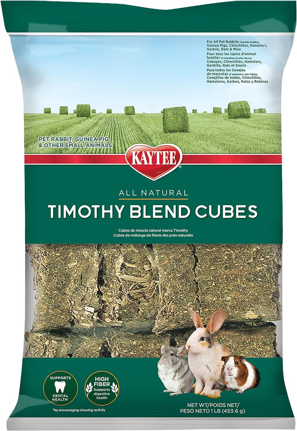 Kaytee Timothy Hay Blend Cubes for Rabbits, Guinea Pigs & Chinchillas | Digestive support. Compressed timothy hay cubes with alfalfa hay. High fiber, guinea pig hay, lower protein