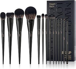 Juego de Brochas de Maquillaje Jessup Brochas de Maquillaje 14 Piezas Base Kabuki Negra Sombra de Ojos Corrector de Contorno Delineador de Ojos Pliegue Brocha para Mezclar Cejas, T336