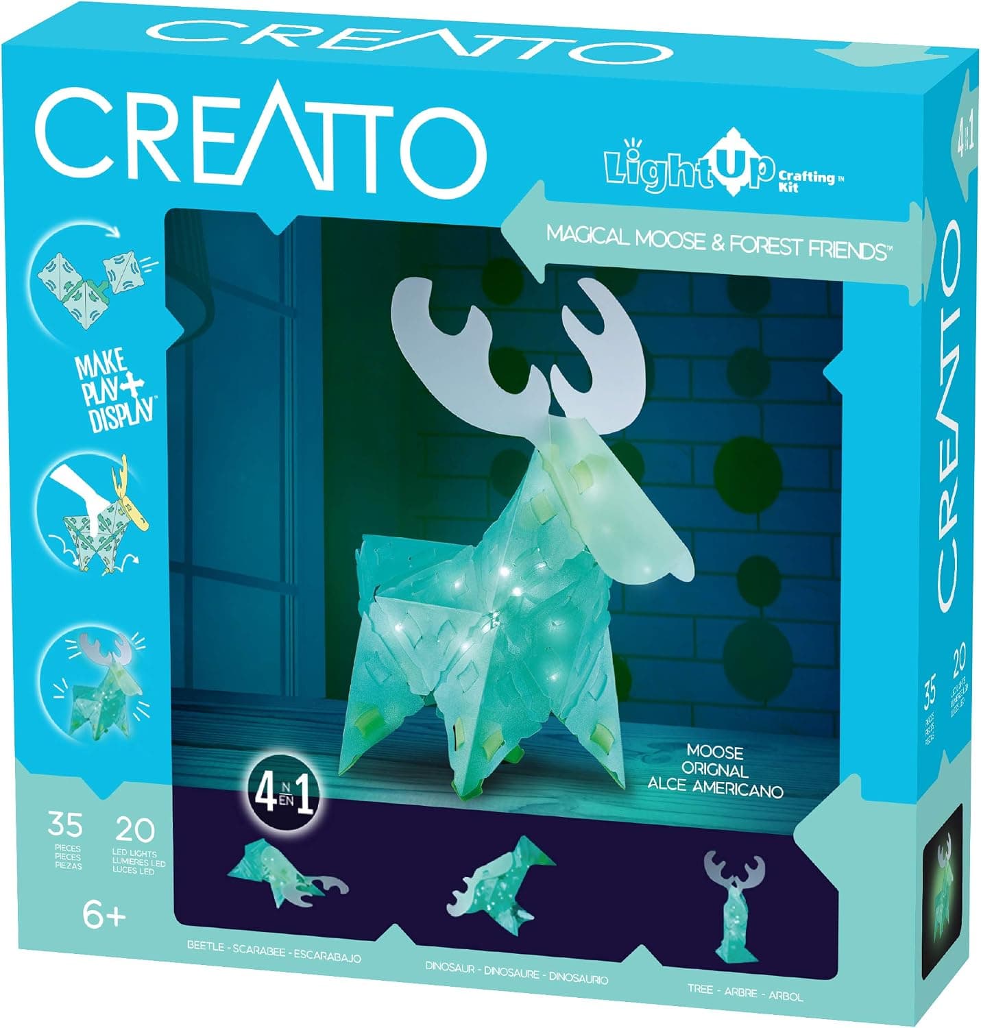 Creatto: Rompecabezas artesanal iluminado con alces mágicos y amigos del bosque de Thames & Kosmos