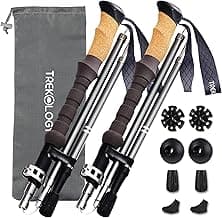 Bastones Trekology Trek-Z Cork Grip plegables y ligeros | Bastón de aluminio plegable ajustable para hombres, mujeres y personas mayores; personal plegable y retráctil para viajar y mantener el equilibrio