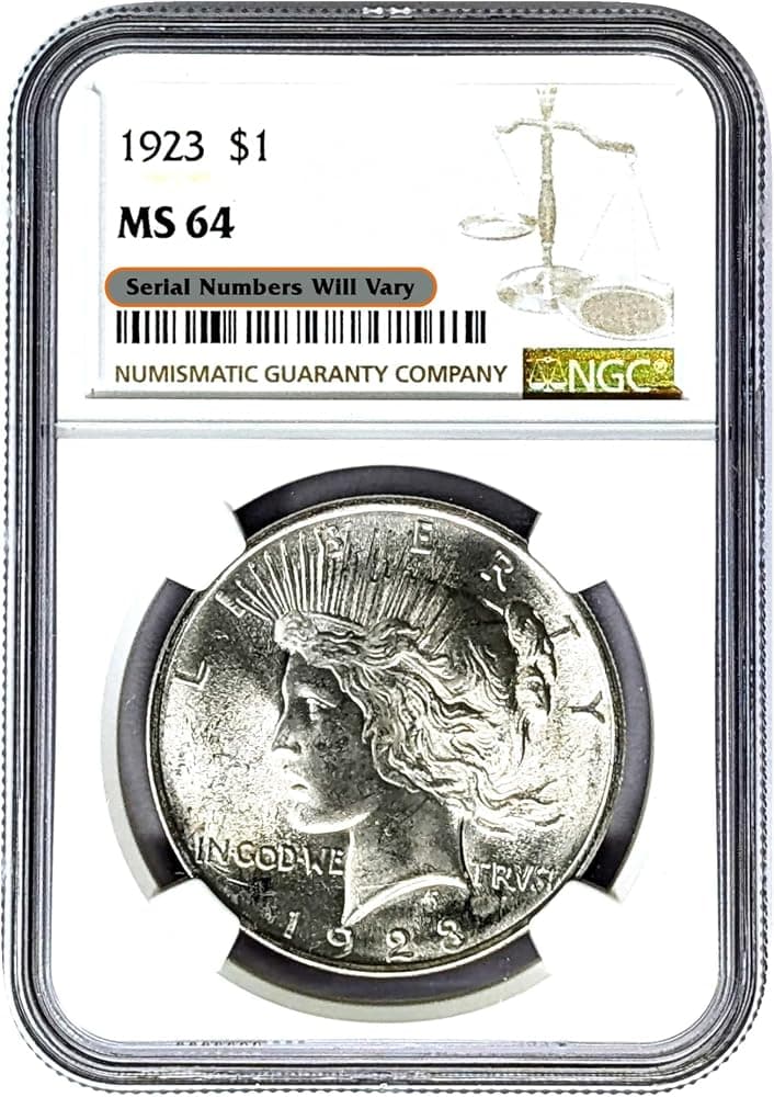 1923 P NGC MS 64 Dólar de Plata de la Paz $1 Dólar MS64 PCGS