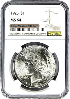 1923 P NGC MS 64 Peace Silver Dollar $1 Dollar MS64 PCGS