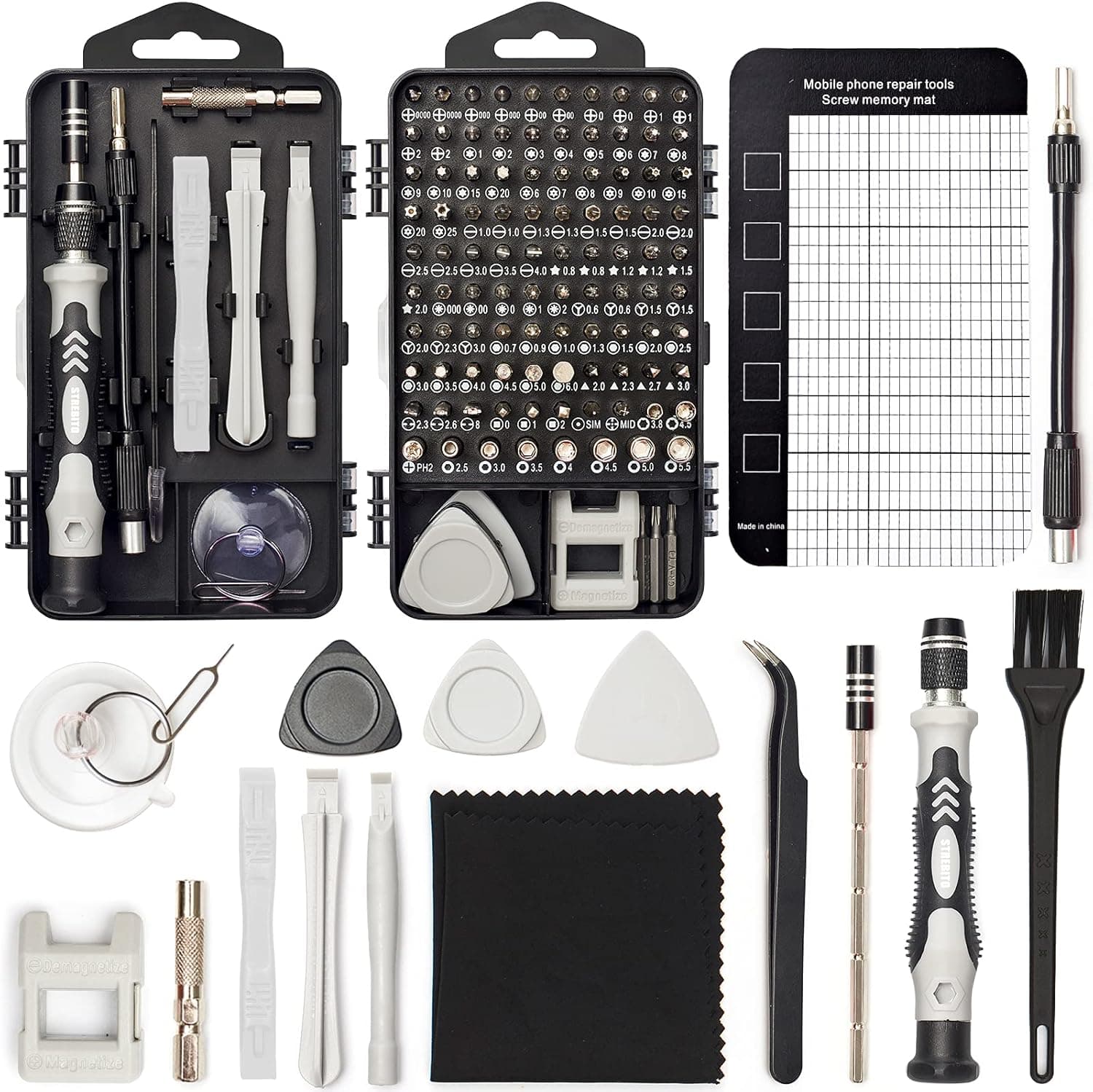 Juego de destornilladores de precisión STREBITO, kit de herramientas electrónicas de 124 piezas | 101 Puntas de Precisión, Juego de Destornilladores Magnéticos para Computadora, Laptop, Celular, PC, MacBook, Switch, PS4, PS5, Reparación de Xbox