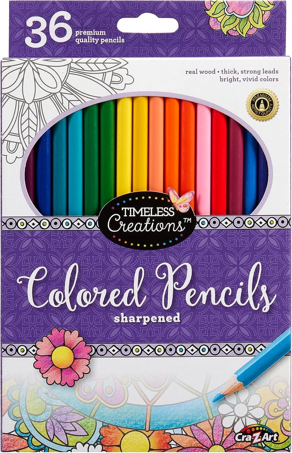 Cra-Z-Art Timeless Creations Coloración para adultos: Lápices de colores de 36 quilates (10455-24)