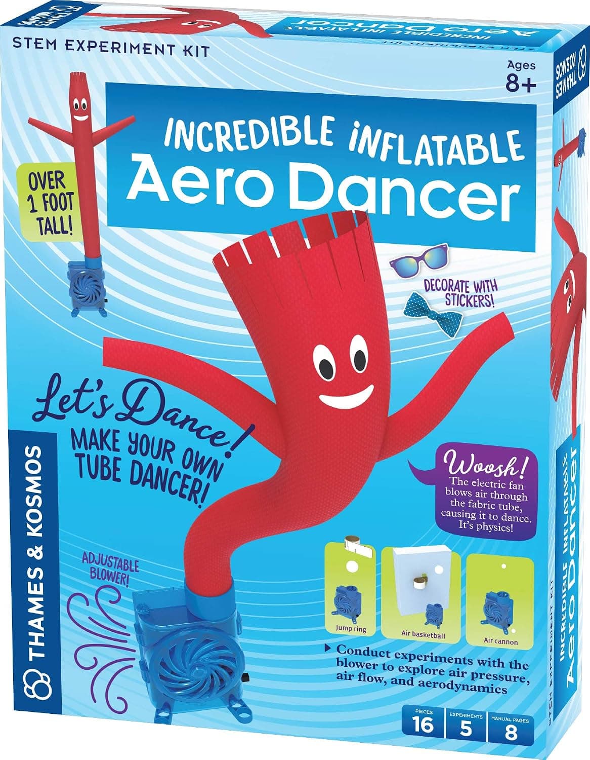 Thames & Kosmos Increíble kit de experimento STEM Aero Dancer inflable | Haga su propia bailarina de tubo de 1 pie de altura | Explore la presión del aire, la aerodinámica, los engranajes y los circuitos | Actividades prácticas y desafíos
