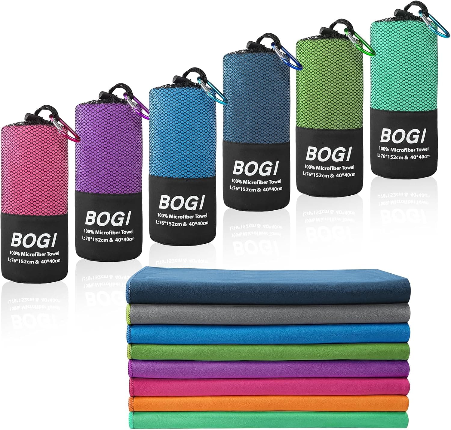 BOGI Toalla deportiva de viaje de microfibra, toalla de secado rápido, toalla de camping de microfibra suave y ligera, toalla de viaje compacta absorbente para acampar, gimnasio, playa, baño, yoga, natación, mochilero (M:40''x20''-Nblue)
