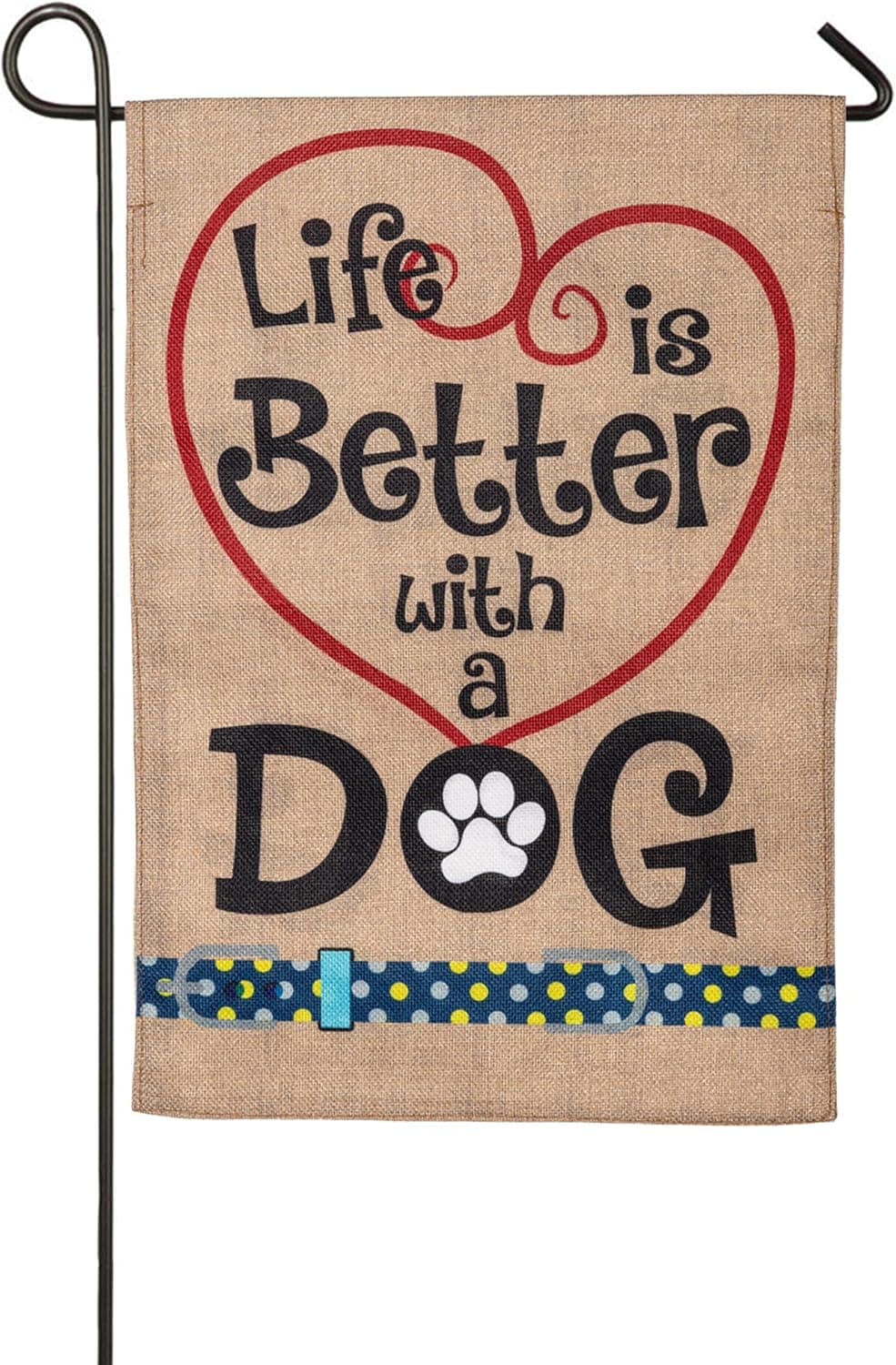 Evergreen Flag Life is Better with Dog Garden Flag 12x18 Double Sided | Paw Prints Burlap Garden Flags For Outside | All Seasons | House Flags for Dog Puppy Pet Lovers