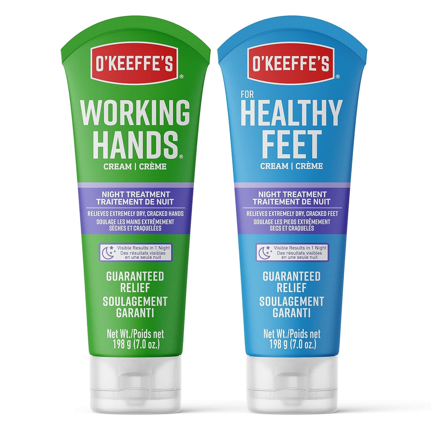 O'Keeffe's Crema de tratamiento nocturno para manos y pies saludables, tubo de 7 oz