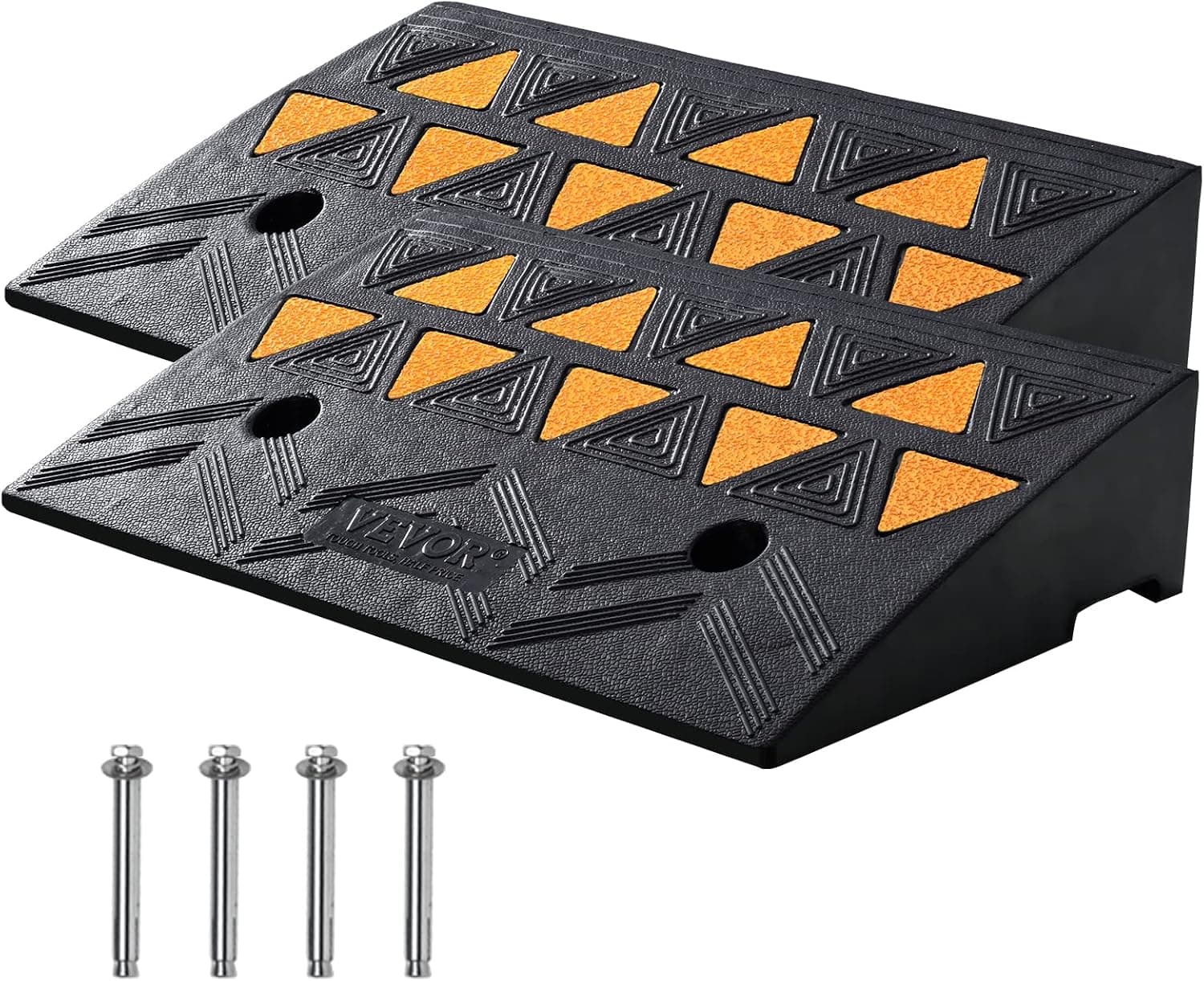 Rampas de goma VEVOR, paquete de 2, altura de elevación de 4.3 pulgadas, rampas de umbral de capacidad de 33069 lbs/15 T, rampas de entrada con estructura de rejilla estable para automóviles, sillas de ruedas, bicicletas, motocicletas