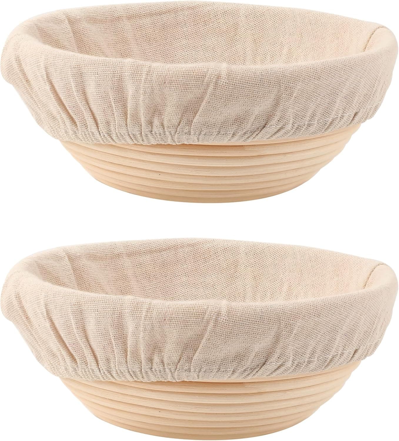 DOYOLLA Juego de 2 cestas para prueba de pan, 2 tazones y revestimientos redondos para prueba de masa de 8,5 pulgadas, suministros perfectos para hornear pan de masa madre para el hogar