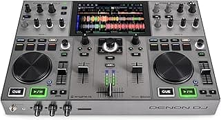 Controlador de DJ portátil independiente PRIME GO+ | Mezclador de 2 pisos con separación de vástago, Wi-Fi, Bluetooth, control de iluminación, pantalla de 7"y batería