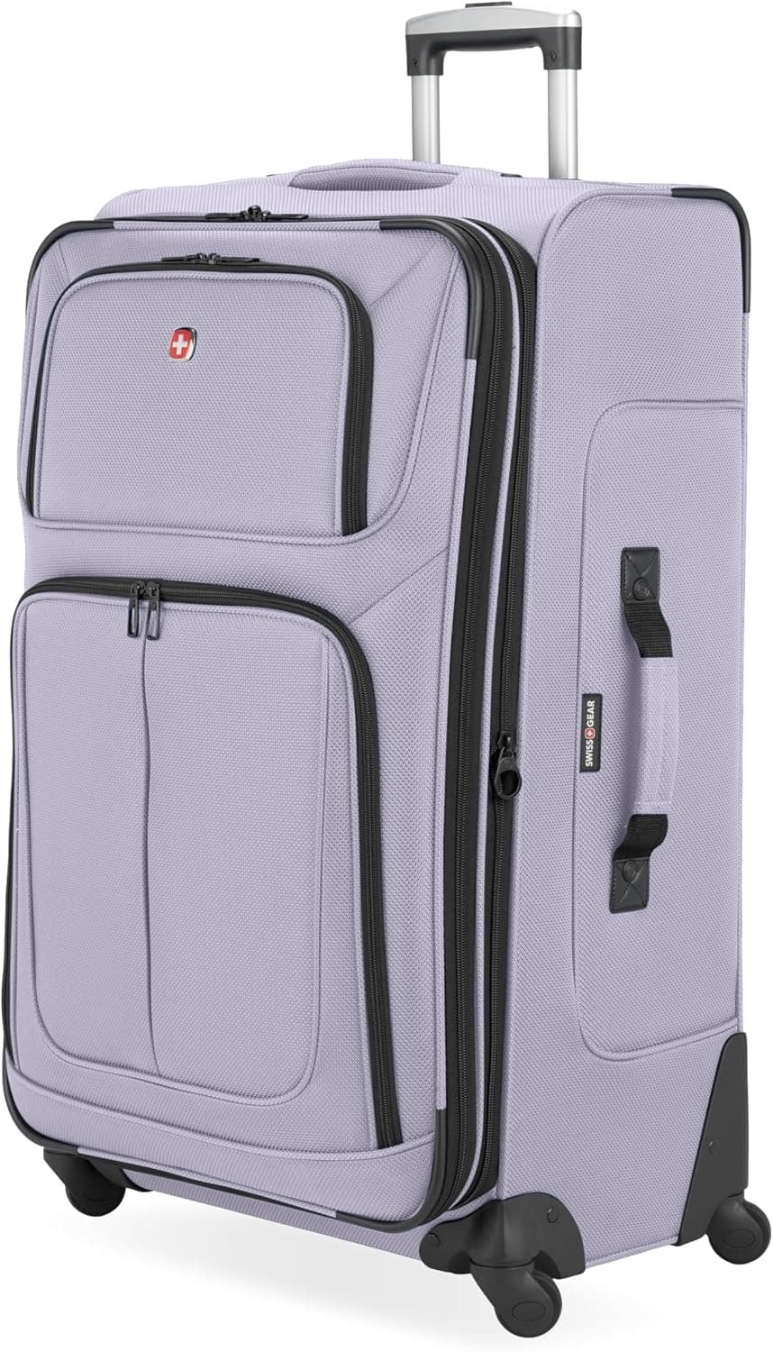 SWISSGEAR Sion Equipaje giratorio grande a cuadros, maleta ligera expandible con lado blando, Evening Haze, 30 pulgadas