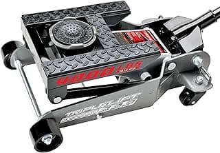 Gato de piso de triple elevación Powerbuilt de 2 toneladas, levanta automóviles, camiones, motocicletas, vehículos todo terreno, transmisiones, bucles de amarre, barra de seguridad de bloqueo - 620422E