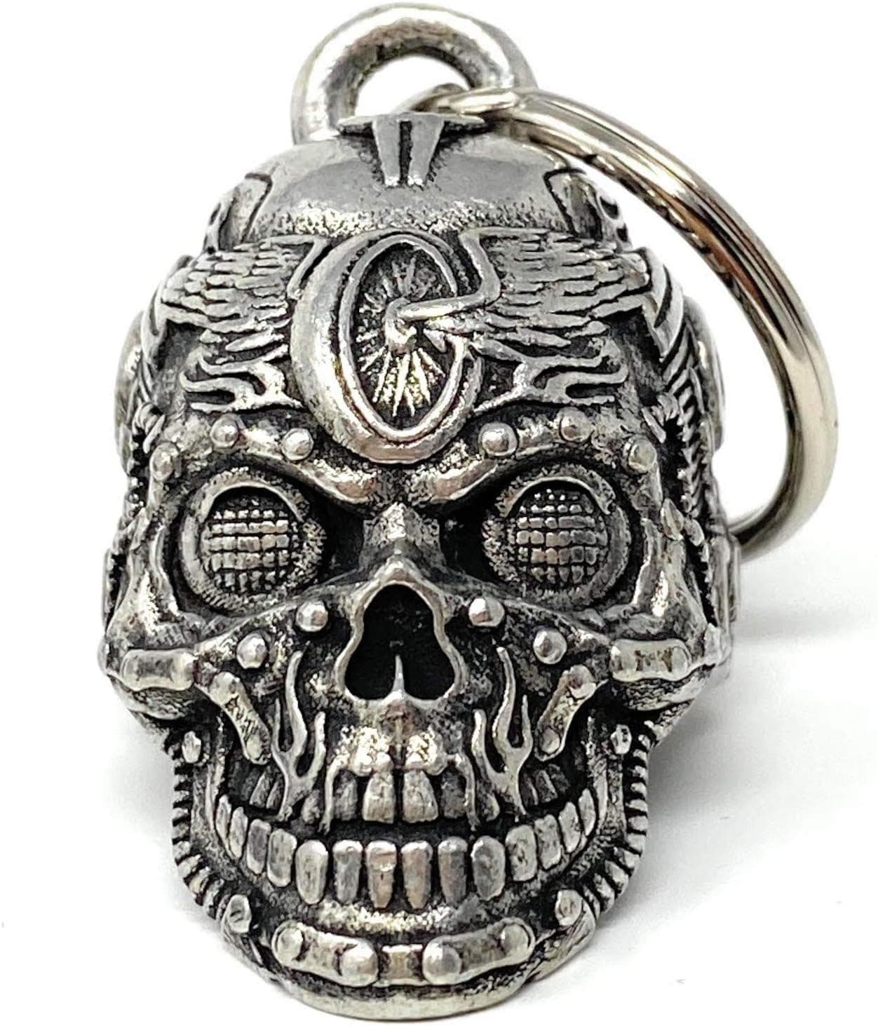 Motorhead Skull Motorcycle Biker Bell Accessory or Key Chain for Luck