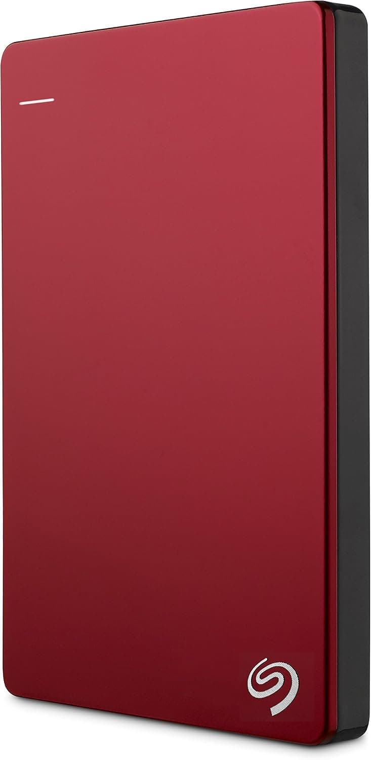 Seagate Backup Plus Slim Disco duro externo portátil HDD de 1 TB - Rojo USB 3.0 para PC portátil y Mac, 2 meses de fotografía Adobe CC (STDR1000103)