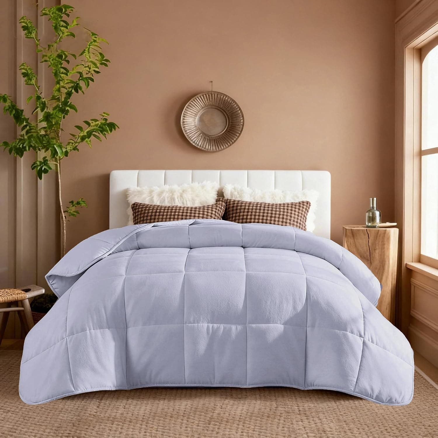 YnM Weighted Blanket King/CA King 15lbs, The Heavy Oversized Weighted Comforter, Warm & Fluffy Throw (Neutral Grey, 15lbs, 104" Lx90 W)