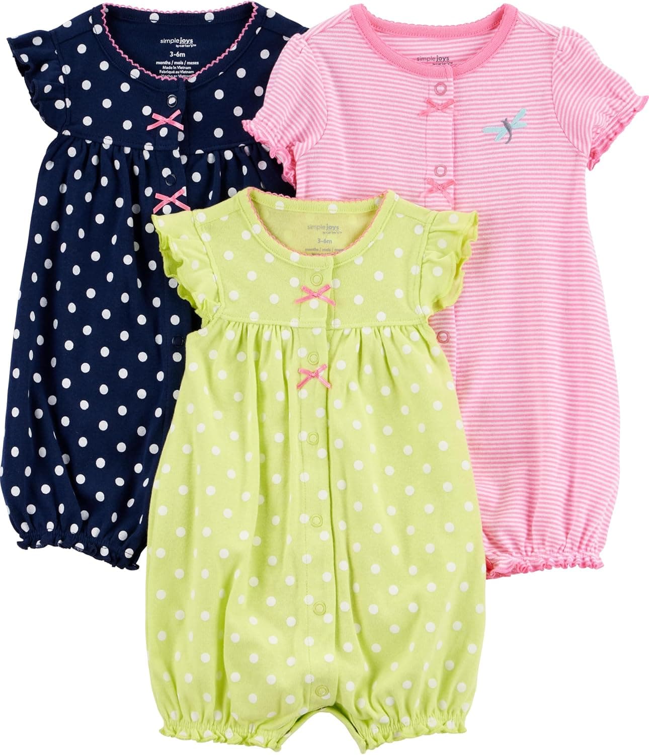Simple Joys by Carter's Baby Boys, paquete de 3 mamelucos a presión