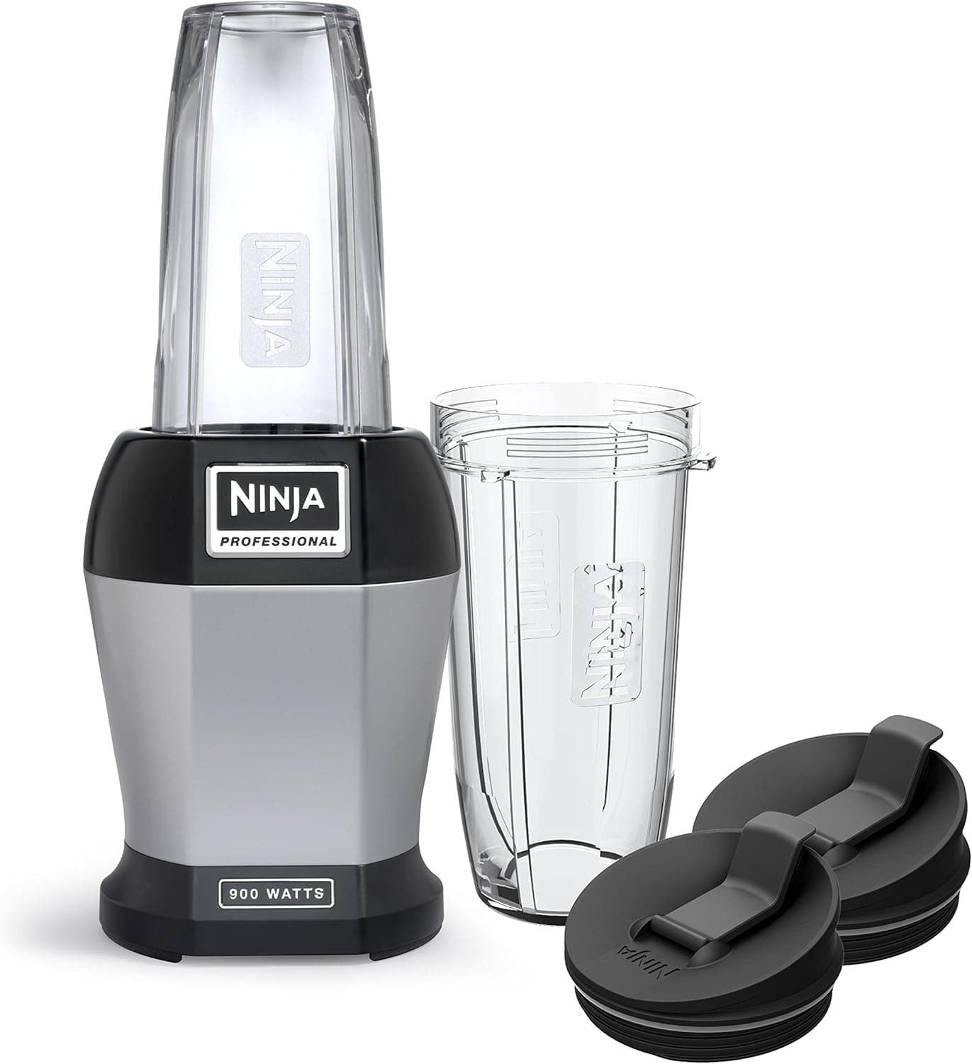 Ninja BL450C, licuadora personal Nutri Pro para jugos, batidos y batidos, tazas de 18 y 24 onzas, negro/plata, 900 W (versión canadiense)