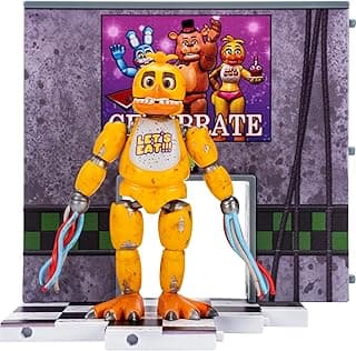 Jazwares Five Nights at Freddy’s Withered Chica Office Set - 5-Inch Articulated Figure with Jumpscare Feature, Glow-in-The-Dark Eyes, and Optical Diorama