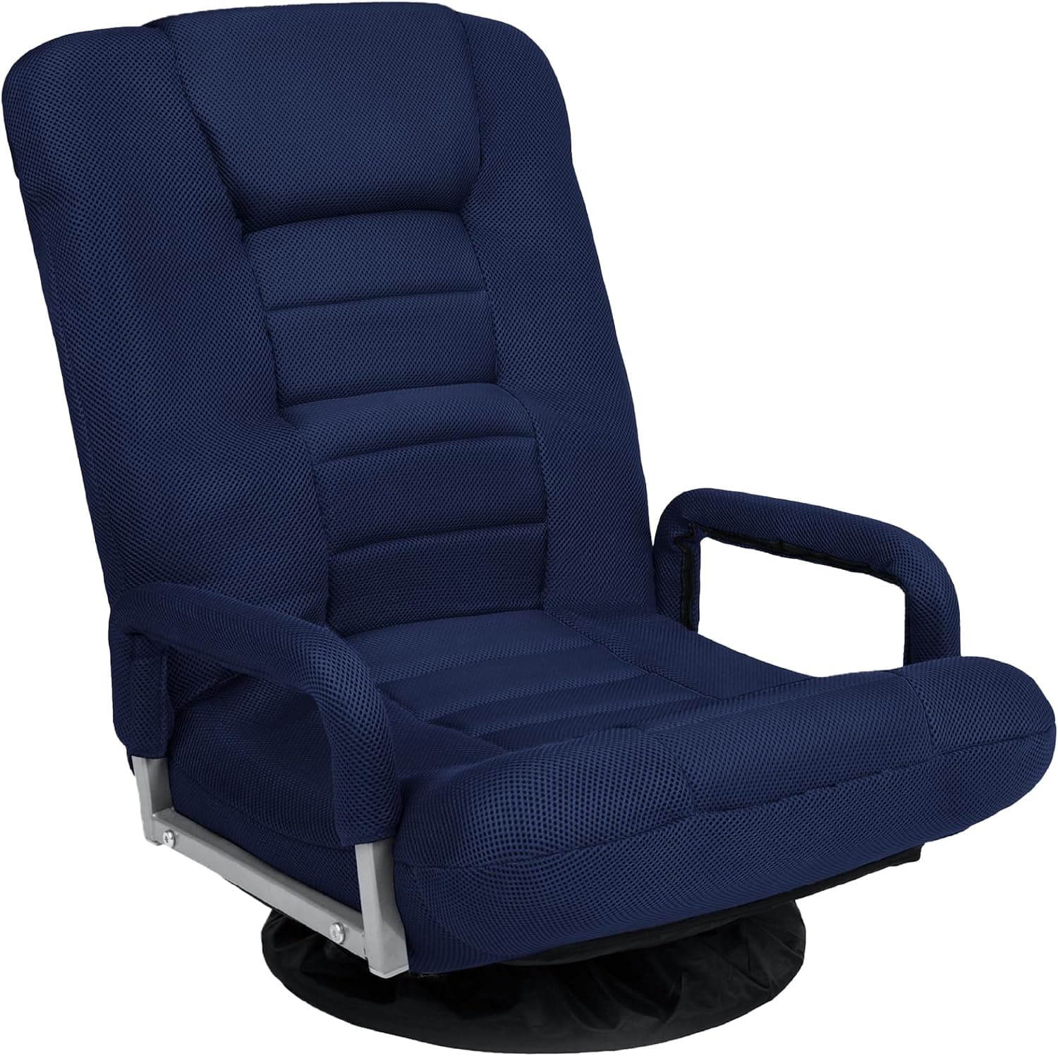 Best Choice Products Silla giratoria para juegos de 360 ​​grados multiusos para TV, lectura, videojuegos con soporte lumbar, asas de reposabrazos, respaldo plegable ajustable, color azul marino