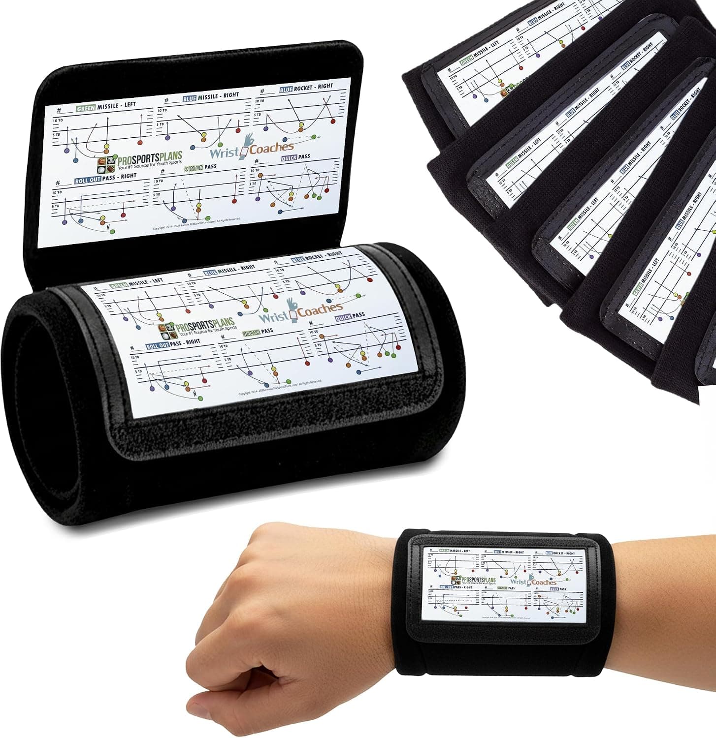 Pro Sports Plans WristCoaches Football Play Wristbands-Youth Quarterback Gear-Wristband Playbook-Softball Wristbands for Signs
